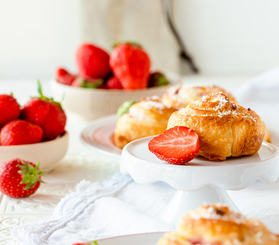 Spaghettieis-Cruffins Cruffins Erdbeeren Croissant Muffins krimiundkeks