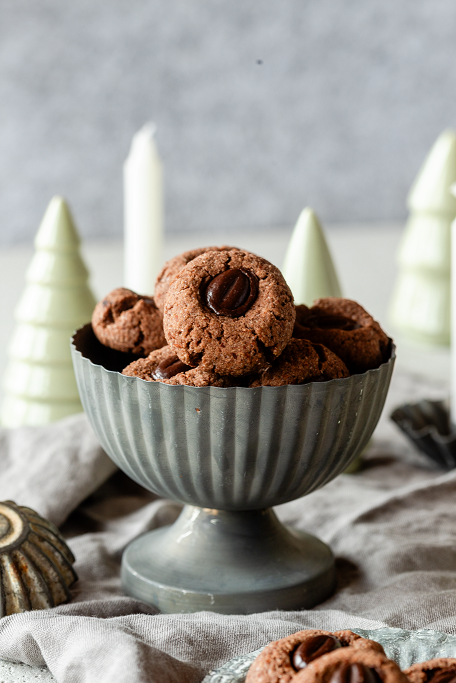 Mokka-Husarenknöpfe Plätzchen Weihnachtsbäckerei Schokolade Kaffee Mandeln krimiundkeks
