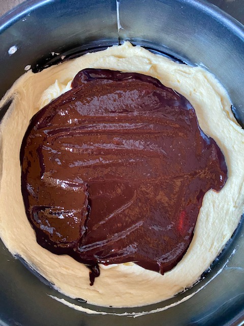 Germknödel-Kuchen, Pflaumenmus Germknödel, Mohn, Rührteig, krimiundkeks