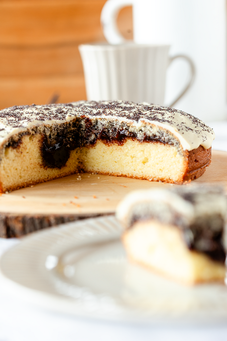 Germknödel-Kuchen, Pflaumenmus Germknödel, Mohn, Rührteig, krimiundkeks