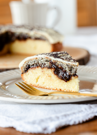 Germknödel-Kuchen, Pflaumenmus Germknödel, Mohn, Rührteig, krimiundkeks